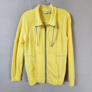 Zenergy by Chico's Sweatshirt Jacket Women US Size 4 Yellow Front Zip Poly Blend